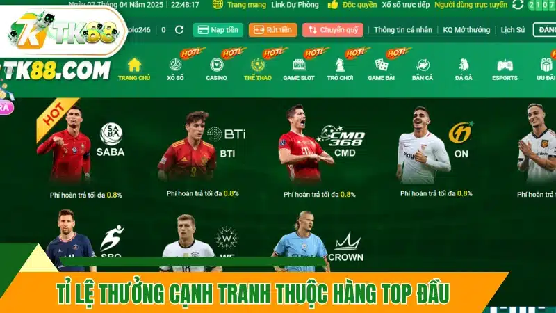 Tỉ lệ thưởng cạnh tranh thuộc hàng top đầu