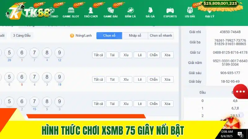 Hình thức chơi XSMB 75 giây nổi bật