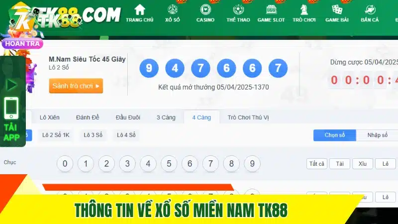 Thông tin về xổ số miền Nam TK88